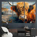 Highland Cow Abstract Canvas Wall Art – Bold Farmhouse