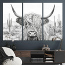 Rustic Charm | Cow Longhorn Black White Bighorn Wall Art by MyGreatCanvas | Canvas Wall Art Prints | Photo Prints & Wall Decor