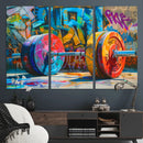 Fitness Gym Barbell Graffiti Wall Art Canvas Print