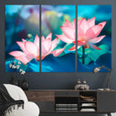 Pink Lotus Flower Canvas Wall Art | Vibrant Floral Wall
