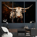 Texas Longhorn Wall Art | 3-Panel Large Texas Longhorn