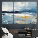Abstract Ocean Canvas Wall Art - Coastal Blue and Gold