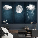 3 Piece Indigo Cloud Wall Art, Thunderstorm Moon Cloud by MyGreatCanvas | Canvas Wall Art Prints | Photo Prints & Wall Decor