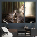 Jesus Canvas Wall Art - Jesus Running After Lost Lamb,