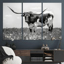 Texas Black White Highland Longhorn Cow Wall Art Canvas by MyGreatCanvas | Canvas Wall Art Prints | Photo Prints & Wall Decor