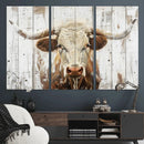 Rustic Longhorn Bull Wall Art Canvas Set – Western-Inspired by MyGreatCanvas | Canvas Wall Art Prints | Photo Prints & Wall Decor