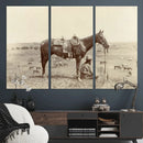 Cowboy Wall Art - Western Horse Canvas Print - Vintage