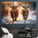 Scottish Highland Cow Horn Farm Wall Art Canvas Print