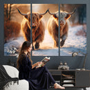 Scottish Highland Cow Horn Farm Wall Art Canvas Print