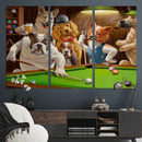 Dogs Playing Pool Canvas Wall Art Funny Gifts Dog Print
