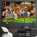 Dogs Playing Pool Canvas Wall Art Funny Gifts Dog Print
