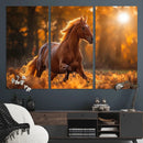 Running Horse Sunset Forest Wall Art Canvas Print
