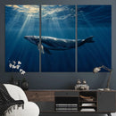Whale under Ocean Wall Art Canvas Print