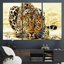 Blue-Eyed Leopard Canvas Wall Art - Framed Animal Print