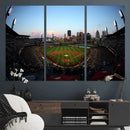 PNC Park Evening Game Triple Canvas Wall Art - Pittsburgh