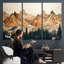 Rustic Wood Mountain Wall Art Print | Triptych Giclee Print