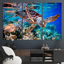 Underwater Coral Reef Sea Turtle Wall Art Canvas Print,