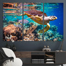 Sea Turtle Wall Art Canvas Print – Vibrant Ocean Coral Reef