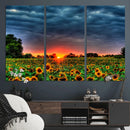 Golden Sunflower Field at Sunset – Breathtaking Sky and
