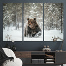 Grizzly Bear Wall Art – Framed Snowy Forest Canvas Artwork, by MyGreatCanvas | Canvas Wall Art Prints | Photo Prints & Wall Decor