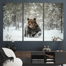 Grizzly Bear Wall Art – Framed Snowy Forest Canvas Artwork, by MyGreatCanvas | Canvas Wall Art Prints | Photo Prints & Wall Decor