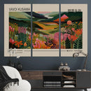 Yayoi Kusama Landscape Canvas Print, Vibrant Floral Mountain
