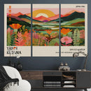 Framed Yayoi Kusama Print, Vibrant Floral Mountain Art