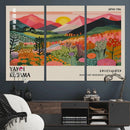 Yayoi Kusama Landscape Canvas Print, Vibrant Floral Mountain Art Print, Framed Botanical Wall Art -