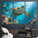 Sea Turtle Underwater Canvas Wall Art Print - Vibrant Ocean