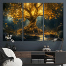 Golden Tree of Life Canvas Wall Art Print - Majestic Glowing
