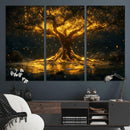 Golden Tree of Life Canvas Wall Art Print - Majestic Glowing