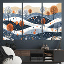 Abstract Winter Landscape Canvas Wall Art Print -  Large
