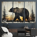 Vintage Bear Wall Art Canvas Print for Farmhouse - Mountain