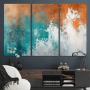 Vintage Abstract Print - Bold Teal and Orange Canvas Wall