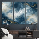 Large Abstract Print - Luxe Blue and Gold Abstract Canvas