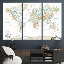 Animal World Map for Kids Room Decor