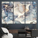 Abstract Blue and Gold Canvas Wall Art - Fluid Modern Ink