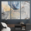 Large Abstract Blue and Gold Canvas Wall Art | Fluid Ink