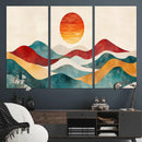 Southwest Mountain Wall Art Canvas Print – Boho Triptych