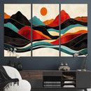 Western Wall Decor - Large Triptych Mountain Canvas - Boho
