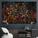 Dark Floral Canvas Wall Art - Moody Botanical Flower Print -