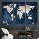 Vintage World Map Canvas Wall Art - Framed Map Print for