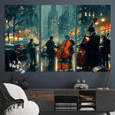 Urban Night Jazz Wall Art Canvas Print – Moody Rain-Soaked