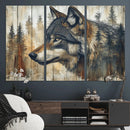 Rustic Wolf Wall Art Canvas Print – Vintage Woodland