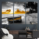Yellow Rowboat Wall Art – Framed Tropical Shoreline Canvas by MyGreatCanvas | Canvas Wall Art Prints | Photo Prints & Wall Decor