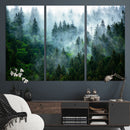 Misty Forest Wall Art Canvas Print – Framed Foggy Mountain