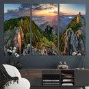 Mountain Sunset Panoramic Wall Art Canvas Print – Framed