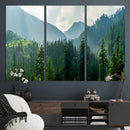 Misty Forest Mountain Wall Art Canvas Print – Framed Serene
