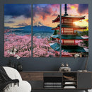 Mount Fuji Cherry Blossom Wall Art Canvas Print – Framed