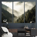 Misty Valley Wall Art Canvas Print – Foggy Forest Pine Trees